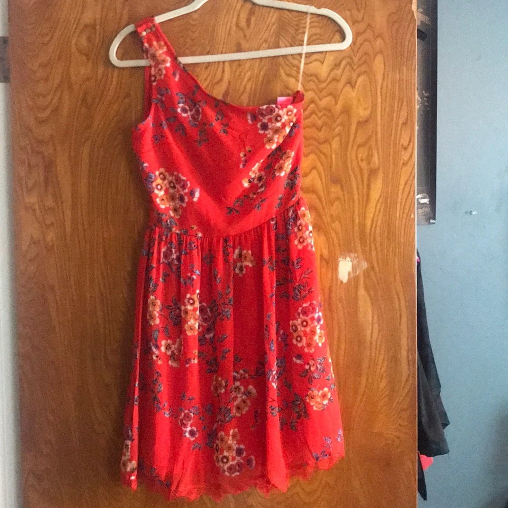 One shoulder floral dress